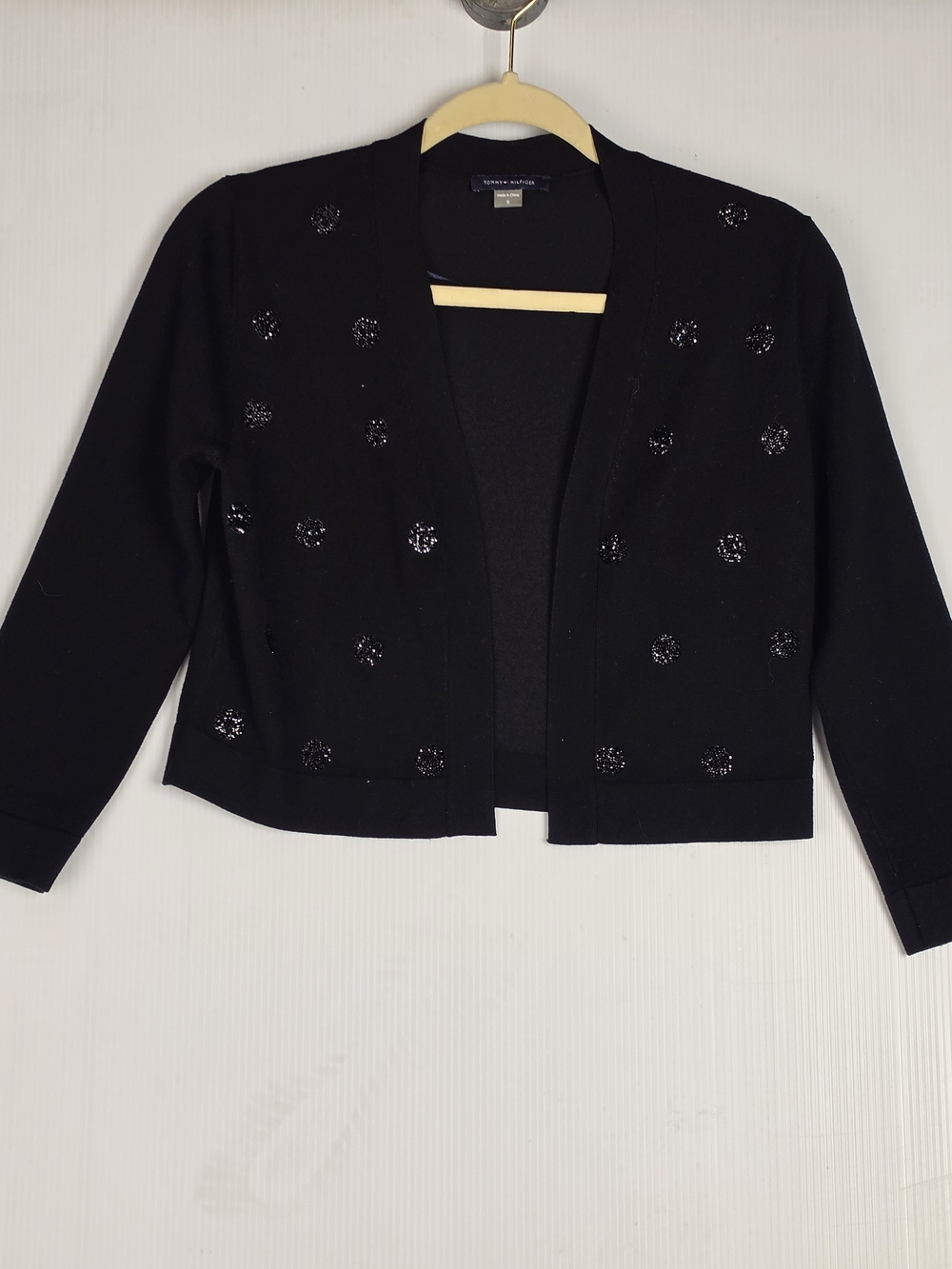 Tommy Hilfiger Black Embellished Open-Front Cardigan